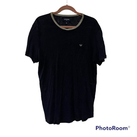 True Religion Applique 100% Linen T-Shirt S - Picture 1 of 6
